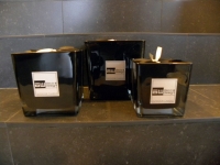 Buitenkaars in glaspot - zwart - 12x12cm - 30 branduren